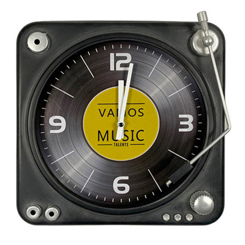 Mes - Horloge tourne disque 35,5 cm en métal noir Mes  - Bonnes affaires Décoration