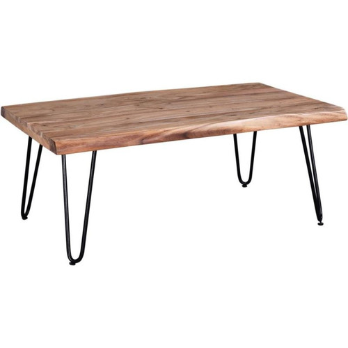 Mes - Table basse 100x69x39 cm en acacia naturel et métal noir Mes  - Salon, salle à manger