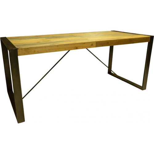 Antic Line Creations - Table industrielle  en fer et bois 180 x 80 x 76 cm. Antic Line Creations - Table salle à manger style industriel Tables à manger