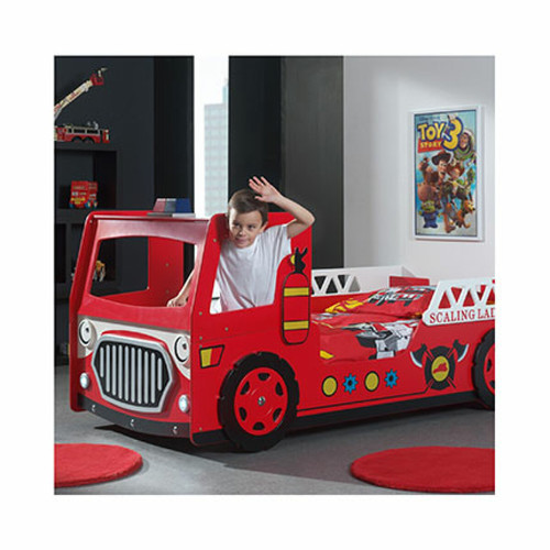 Paris Prix - Pack - Lit Enfant & Matelas Camion de Pompier 90x200cm Rouge Paris Prix  - Lit enfant Rouge