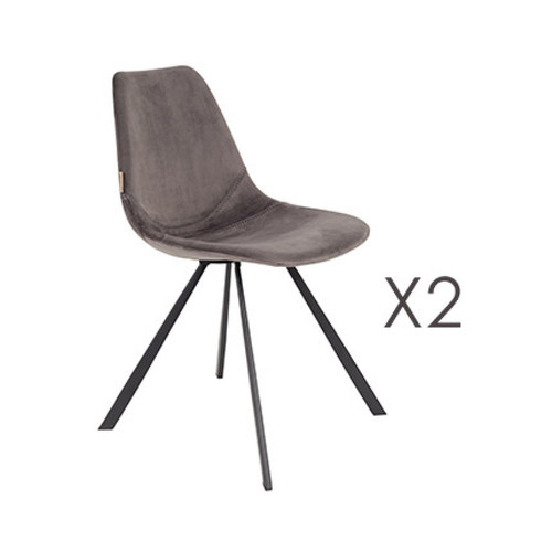 Mes - Lot de 2 chaises 46x56x83 cm en velours gris - FRANKY Mes - Marchand Maisonetstyles