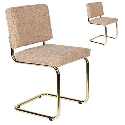 Mes - Lot de 2 chaises 48x48x85 cm en tissu texturé rose et métal doré Mes  - Chaise scandinave grise Chaises