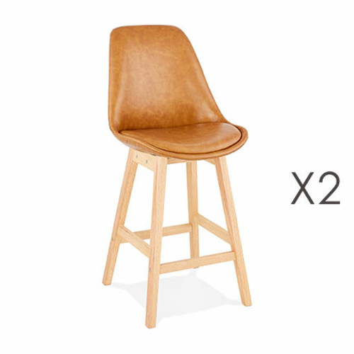 Mes - Lot de 2 chaises de bar design 48x102x56 cm marron - ELO Mes  - Tabouret de bar marron