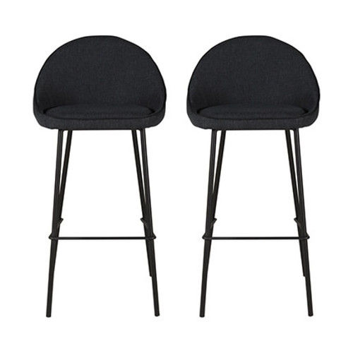 Mes - Lot de 2 chaises de bar H75 cm en tissu gris foncé - ABAYA Mes  - H75