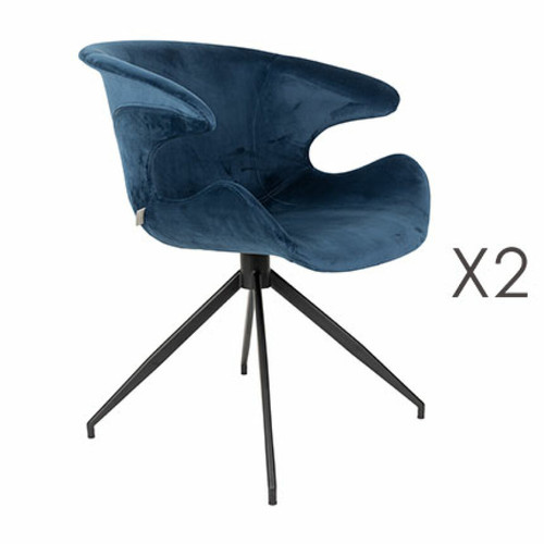Mes - Lot de 2 chaises design en tissu bleu - LUMIA Mes  - Chaise écolier Chaises
