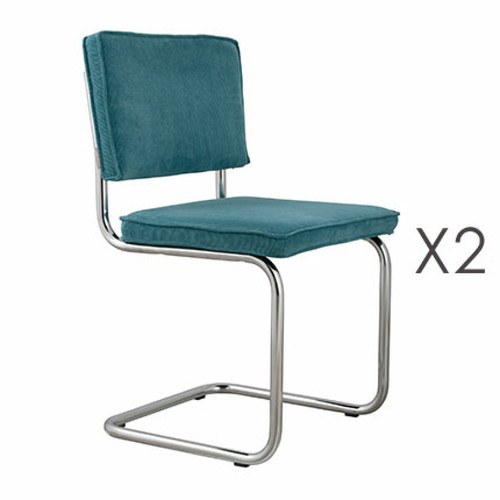 Mes - Lot de 2 chaises en tissu bleu - RIDGE Mes  - Chaise scandinave grise Chaises