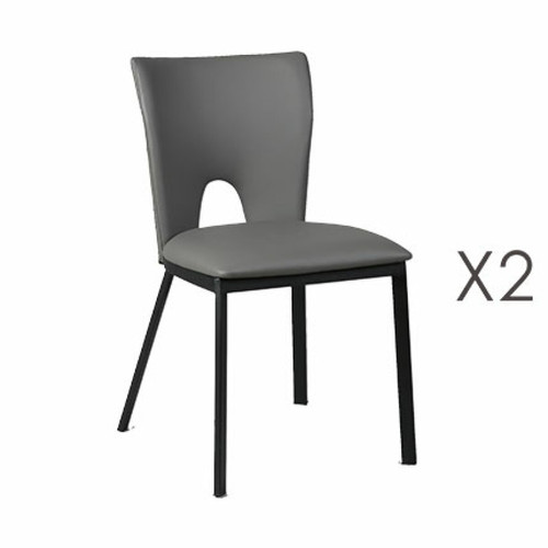 Mes - Lot de 2 chaises repas grises 45x50x81 cm - LOUCAS Mes  - Chaise écolier Chaises