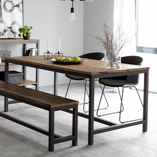 Mes - Table à manger 180x90x75 cm en bois d'orme marron et noir Mes  - Tables à manger Oui