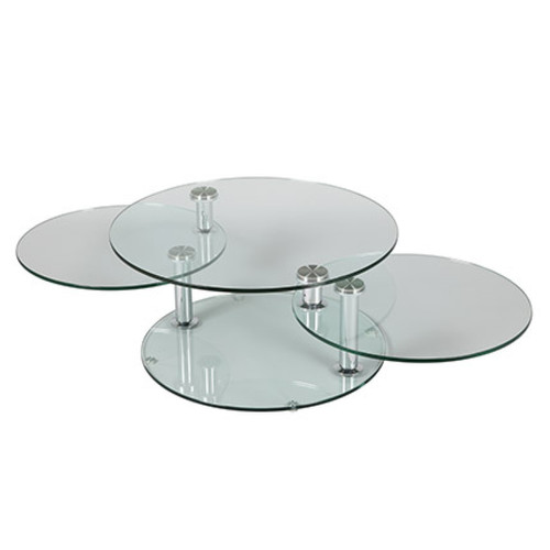 Mes - Table basse 3 plateaux ovales en verre trempé - GLASS Mes  - Plateau verre trempe