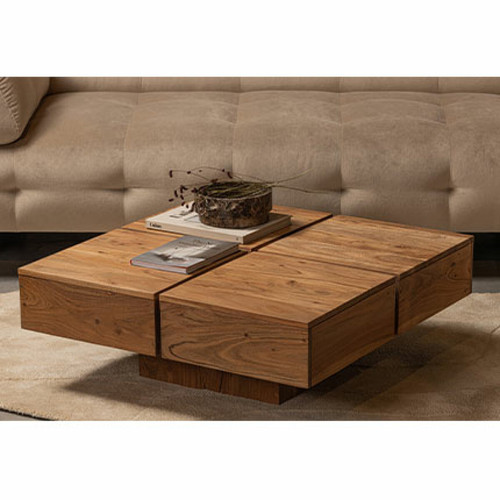 Mes - Table basse carrée 80x80x30 cm en acacia massif marron Mes  - Table acacia massif