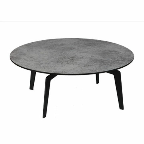 Mes - Table basse ronde 90 cm avec plateau en verre aspect céramique grise Mes  - Table plateau ceramique