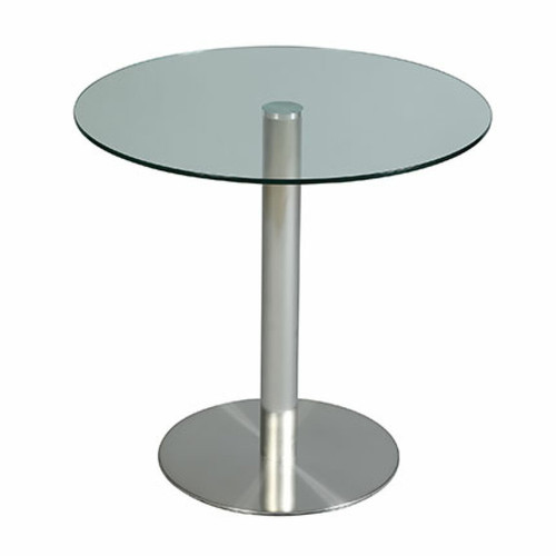 Mes - Table ronde 80x76 cm avec plateau en verre et pied en acier brossé Mes  - Plateau verre rond