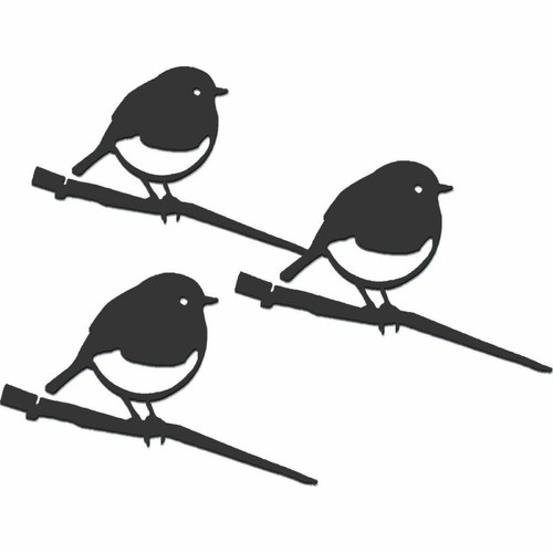 Metalbird - Oiseaux à planter mini rouge -gorge en acier corten (Lot de 3). Metalbird  - Petite déco d'exterieur Metalbird