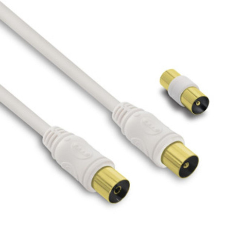Metronic - Câble TV coaxial 9,52 mm mâle/fem.+adaptateur mâle/mâle 25 m Metronic  - Câble antenne Antenne