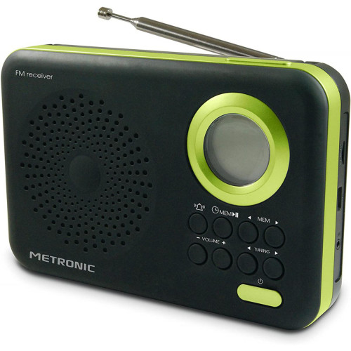 Metronic - radio réveil portable FM mp3 USB SD vert noir - Metronic
