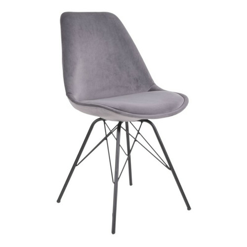 Meubler Design - Chaise À Manger Oslo Chaise À Manger En Velours, Grise Avec Des Pieds Noirs Meubler Design  - Chaise design grise