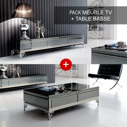 Meubler Design - Ensemble Meuble Télé Et Table Basse Elégante Meubler Design  - Meubles TV, Hi-Fi Meubler Design