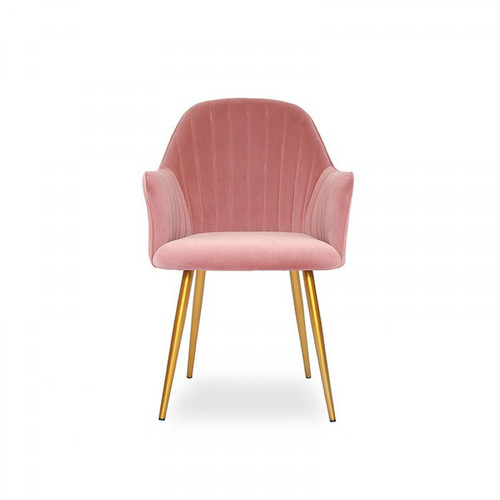 Meubler Design - Chaise de salle à manger velours pied or Skull - Rose - Chaises Design