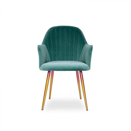 Meubler Design - Chaise de salle à manger velours pied or Skull - Vert - Chaises Design