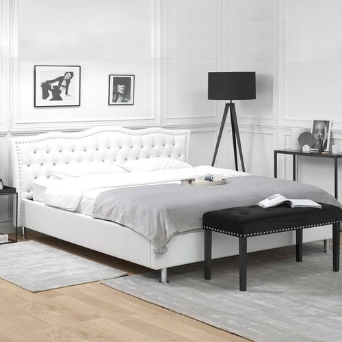 Meubler Design - Lit Capitonné Milano Design Confort Et Style Pour Votre Chambre - Blanc - 160x200 - Lit enfant Design