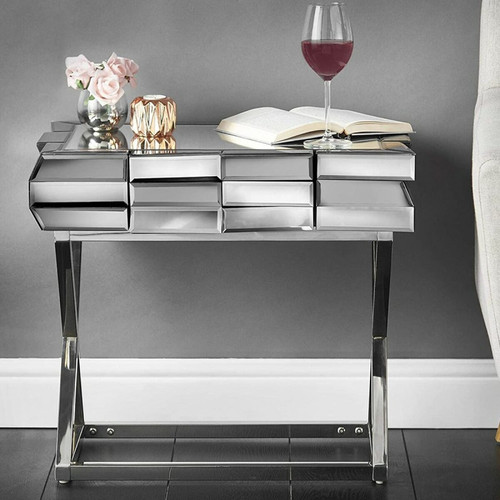 Meubler Design - Table De Chevet En Verre Miroir 3d - Verre - Chevet Design