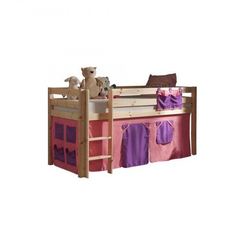 Meubles Thiry - Textile Piny rose et violet pour lit surélevé - Lit pliant dans meuble