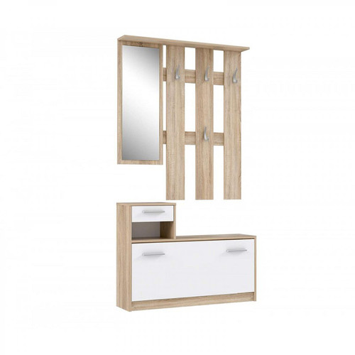 Meubletmoi - Penderie meuble à chaussures décor bois avec miroir - MARCEL Meubletmoi  - Miroir deco