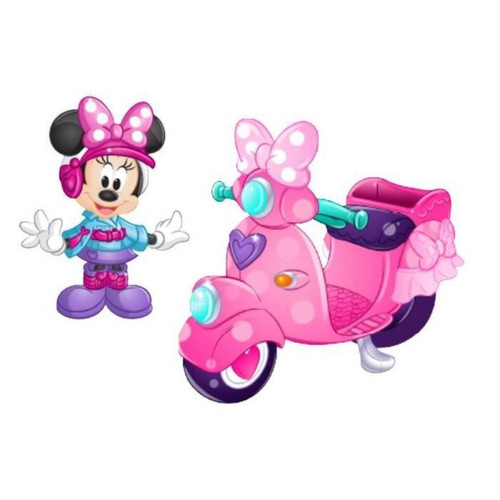 Mickey Et Minnie - Véhicule et figurine articulée 7,5 cm Minnie Modèle Scooter avec Side Car Mickey Et Minnie  - Figurine cars