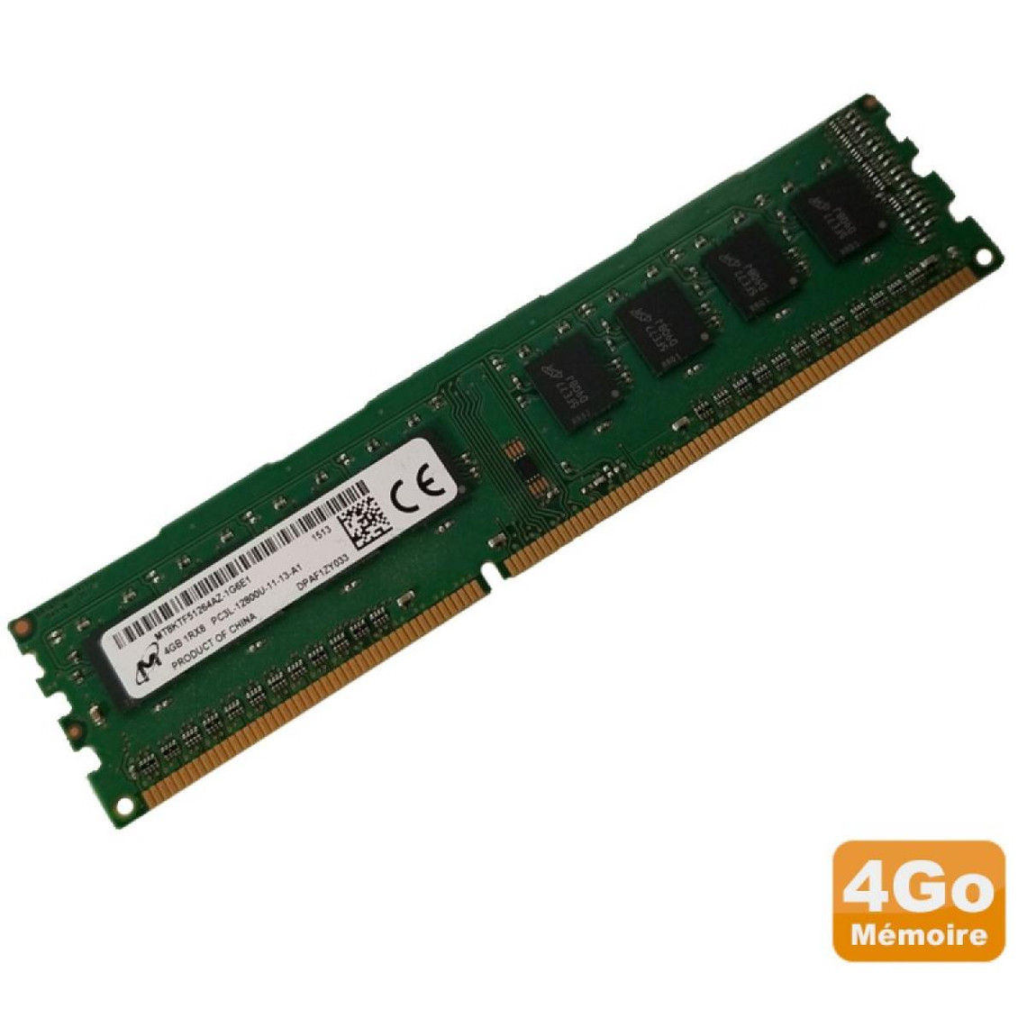 RAM PC Micron Tech 4Go RAM PC Bureau MICRON MT8KTF51264AZ-1G6E1 DDR3 PC3-12800U 1Rx8 1600Mhz CL11