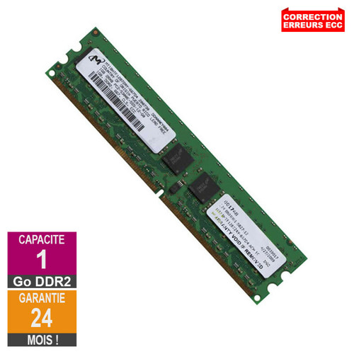 Micron - Barrette Mémoire 1Go RAM DDR2 Micron MT18HTF12872AY-667D4 DIMM PC2-5300E Micron  - Memoire pc reconditionnée