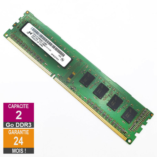 Micron - Barrette Mémoire 2Go RAM DDR3 Micron MT8JTF25664AZ-1G6M1 DIMM PC3-12800U 1Rx8 Micron  - Memoire pc reconditionnée