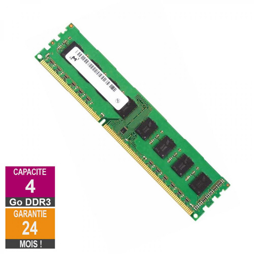 Micron - Barrette Mémoire 4Go RAM DDR3 Micron MT16JTF51264AZ-1G6M1 DIMM PC3-12800U - Memoire pc reconditionnée