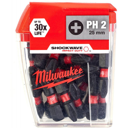 Milwaukee - Boîte 25 embouts Shockwave PH2 25 mm MILWAUKEE - 4932430853 Milwaukee  - Marchand Zoomici