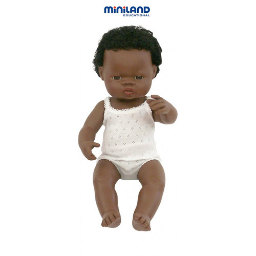 Miniland - Miniland Miniland31153 38 cm poupée garçon Afrique avec sous-vêtements en boîte - Poupons