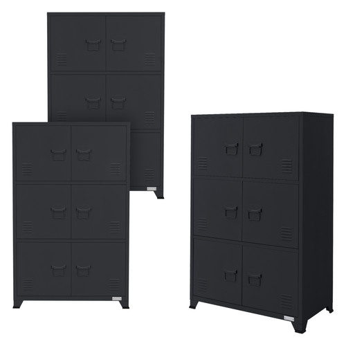 ML design modern living - Lot de 3 armoires de bureau en acier avec étagères 75x40x120cm ML design modern living - Armoire bureaux