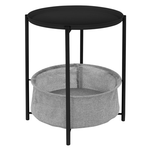 ML design modern living - Table d'appoint ronde Ø 46x51 cm Noir en métal avec plateau et panier en tissu ML-Design ML design modern living  - Table ronde design