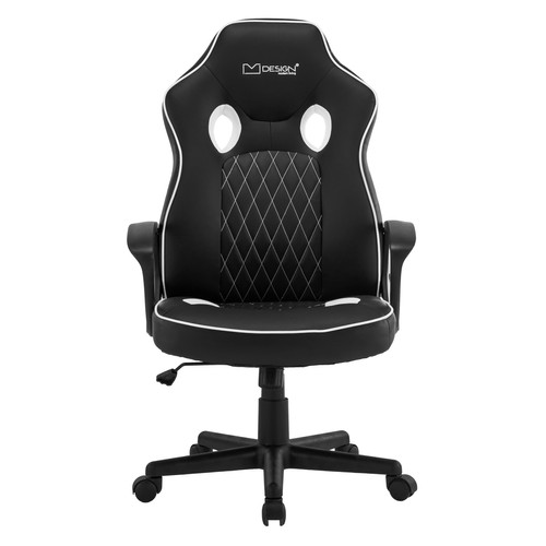 ML design modern living - Chaise de jeu avec fonction bascule assise large noir/blanc en similicuir ML-Design ML design modern living  - Chaise gamer