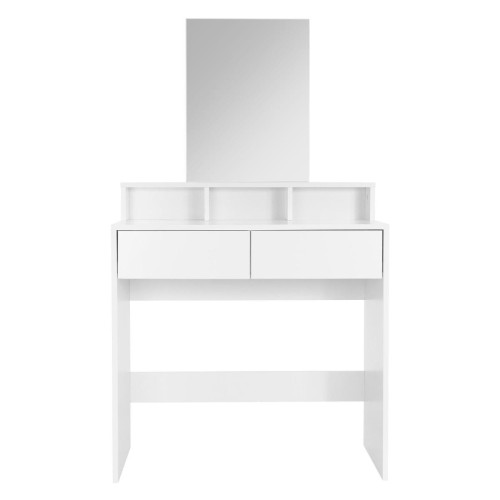 ML design modern living -Coiffeuse avec miroir table de maquillage MDF blanc avec 2 tiroirs 80x40x140 cm ML design modern living  - Coiffeuse