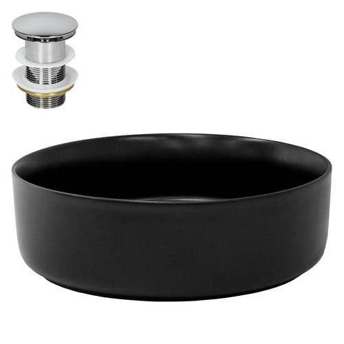 ML-Design - lavabo incl. vidage sans trop-plein Ø 36x12 cm noir en céramique ML-Design ML-Design  - Evier noir