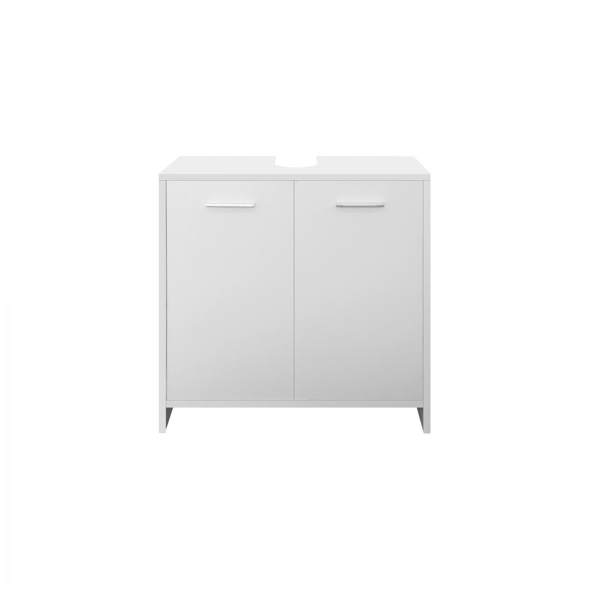 ml design modern living meuble sous lavabo blanc armoire bas 2 portes 1 espace rangement 58x60x33 cm  blanc
