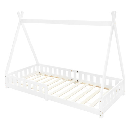 ML-Design Lit d'enfants Tipi blanc antichute lit en bois de pin aspect maison 200x90 cm