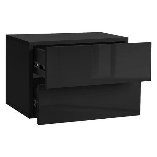 ML-Design 2x Table de nuit suspendue 2 tiroirs commode table de chevet noir 42x29x30 cm