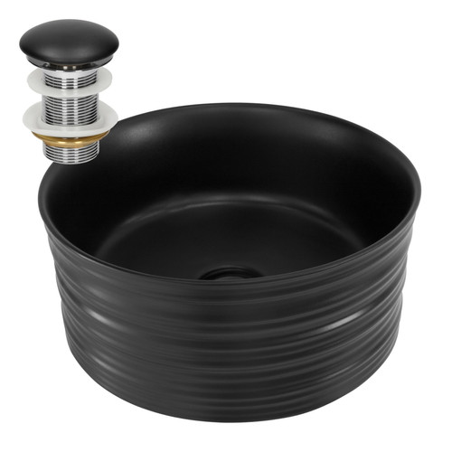 Lavabo ML-Design lavabo incl. vidage sans trop-plein Ø 41x18 cm noir en céramique ML-Design