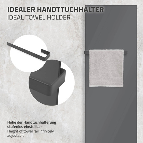 Sèche-serviette Radiateur de salle de bains 1800x604 mm anthracite avec raccord central ML-Design