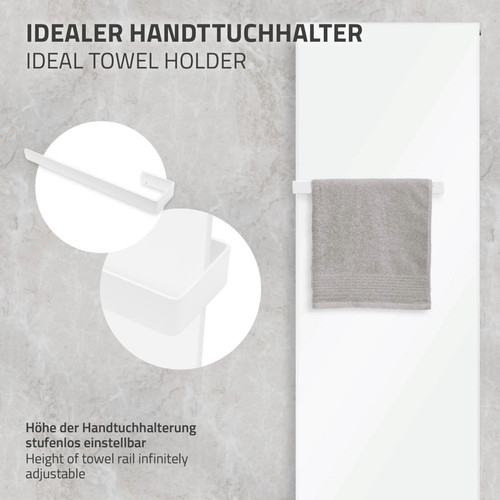 Sèche-serviette Radiateur Design Vertical Plat en Acier Lisse, Blanc, 1600x604 mm, avec Garniture de Raccordement Mural Forme d'angle