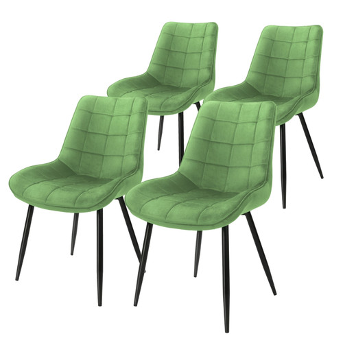 ML-Design - Lot 4x chaises de salle à manger/salon rembourrée velours vert fauteuils moderne ML-Design  - Chaise salon design