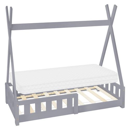 ML-Design - Lit d'enfant Tipi avec matelas lit avec protection antichute pin gris 70x140 cm ML-Design  - Tipi enfant Chambre Enfant