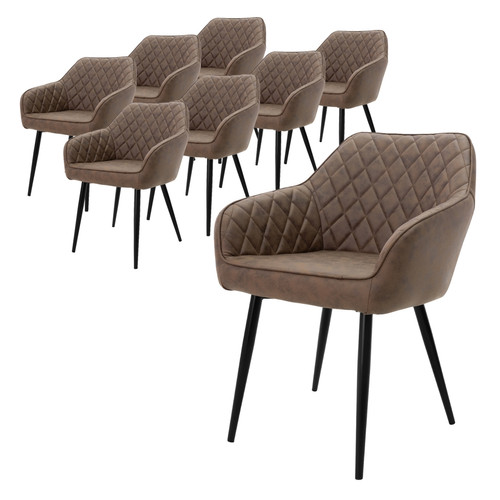 ML-Design - Lot 8x chaises de salle à manger fauteuils salon en matériau synthétique marron ML-Design  - Chaises