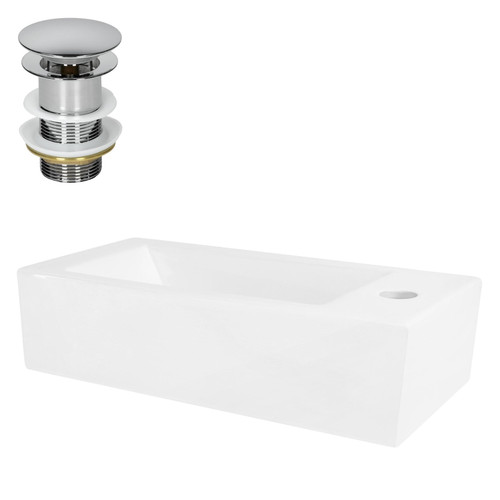 ML-Design - Vasque avec vidage sans trop-plein 46x26,5x11 cm Blanc en céramique ML-Design ML-Design  - Robinet mural lavabo