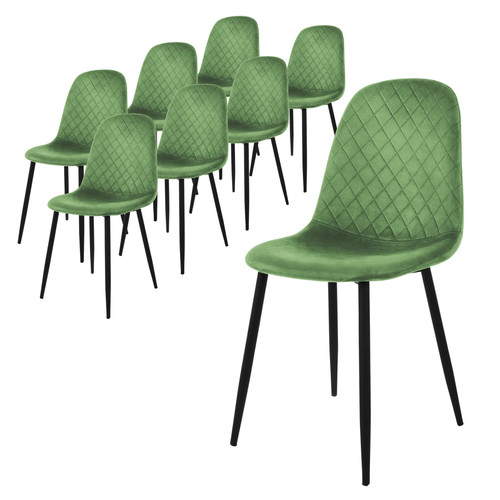 ML-Design - Lot de 8 chaises de salle à manger sauge en velours avec dossier pieds en noir ML-Design  - Chaise scandinave grise Chaises